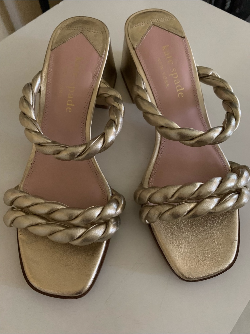 Kate Spade Metallic Gold Block Heels